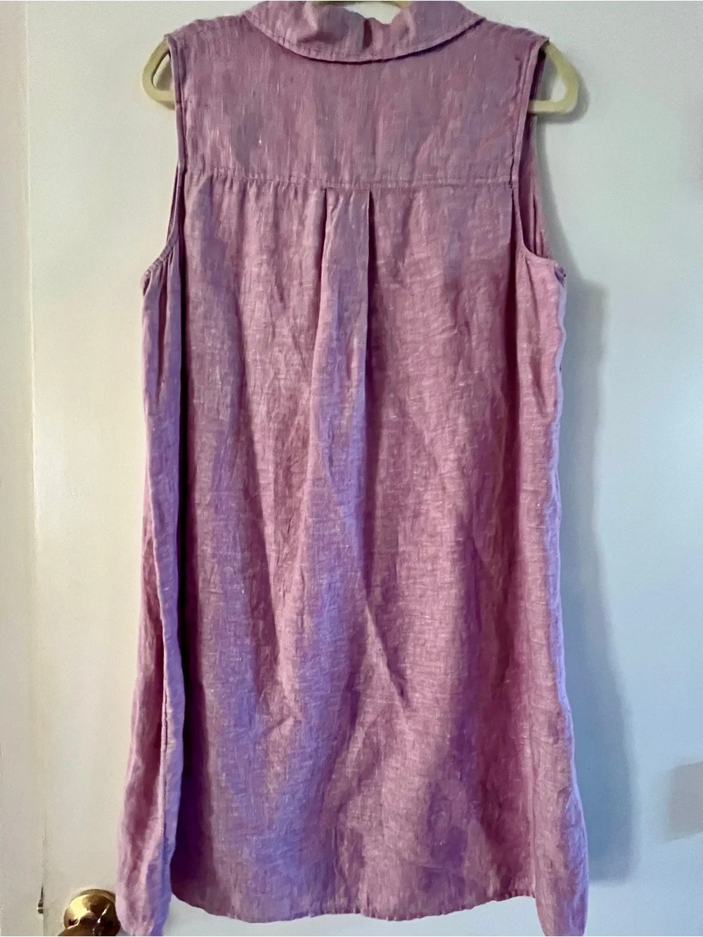 Tahari Sleeveless Linen Shift Dress in Lavender - Picture 7 of 9